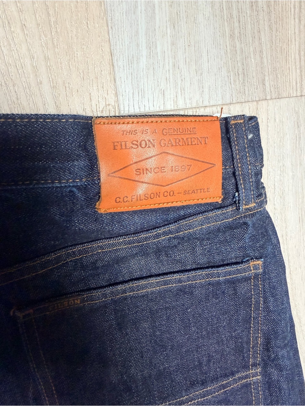 Filson Men's Indigo Straight-Leg Jeans with Leather Patch